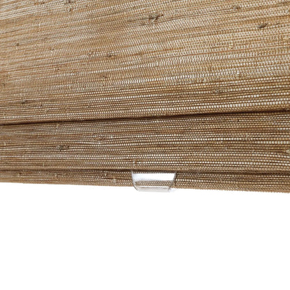 Brown beige natural jute blinds with woven texture for light filtering window treatments