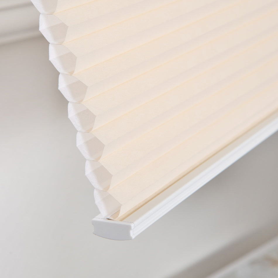 No-drill honeycomb shades, tool-free installation, energy-efficient window blinds.