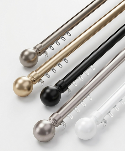 Custom oversized aluminum corner window curtain rod for U and L-shaped windows supporting heavy curtains with smooth glide