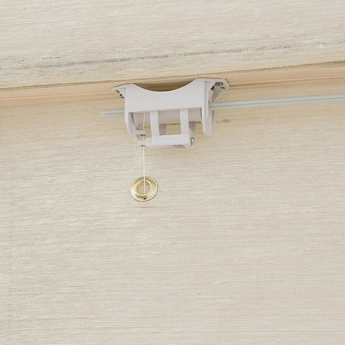 Natural ramie bamboo window shades in coconut white with delicate woven texture for light interiors