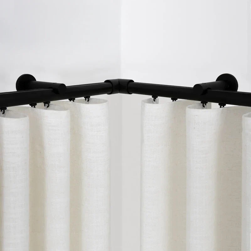Heavy-duty custom bay window curtain rod with smooth gliding track for pleated and ripple fold curtains