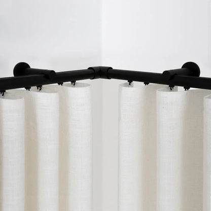 Heavy-duty custom bay window curtain rod with smooth gliding track for pleated and ripple fold curtains