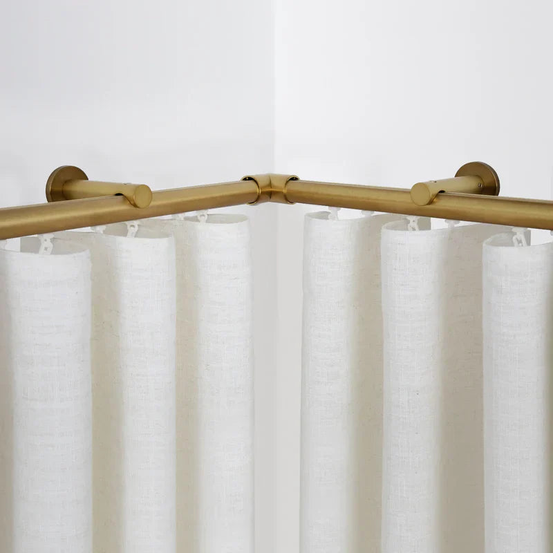 Custom bay window curtain rod with heavy-duty smooth gliding track for pleated and ripple fold curtains
