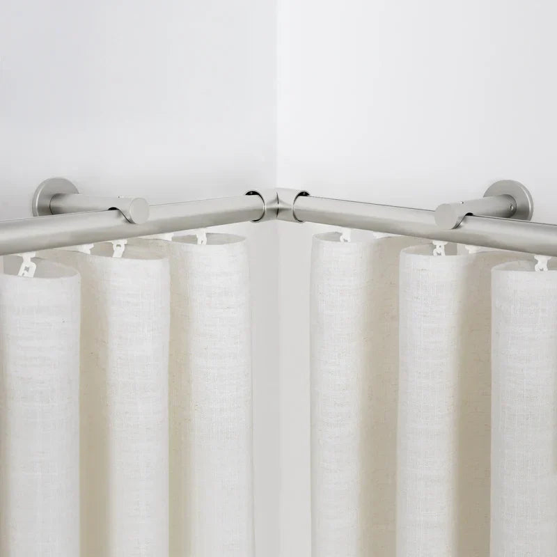 Custom bay window curtain rod with heavy-duty smooth gliding track for pleated and ripple fold curtains