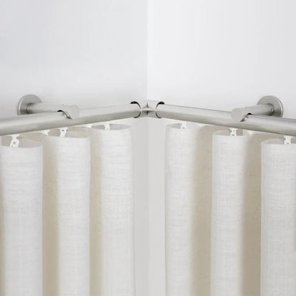 Custom bay window curtain rod with heavy-duty smooth gliding track for pleated and ripple fold curtains