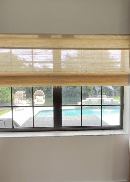 Custom Bamboo Shades, Mildew-resistant Ramie Woven Blinds - Cashew