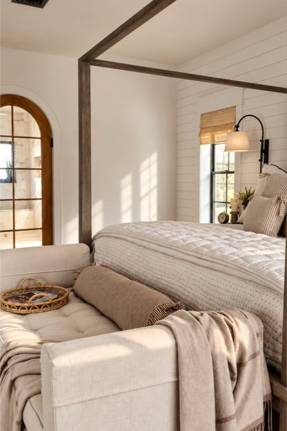 Custom Bamboo Shades, Mildew-resistant Ramie Woven Blinds - Cashew