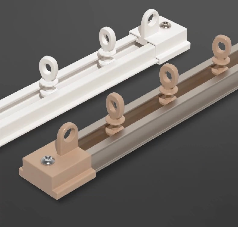 Ultra-thin aluminum ceiling curtain track installed on flat ceiling with whisper-quiet operation
