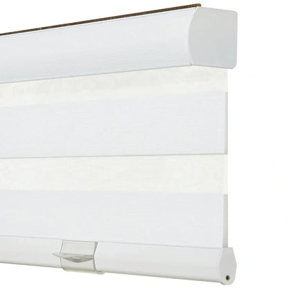 Zebra blinds with dual-layer fabric for light control and privacy in large windows, cordless and waterproof design
