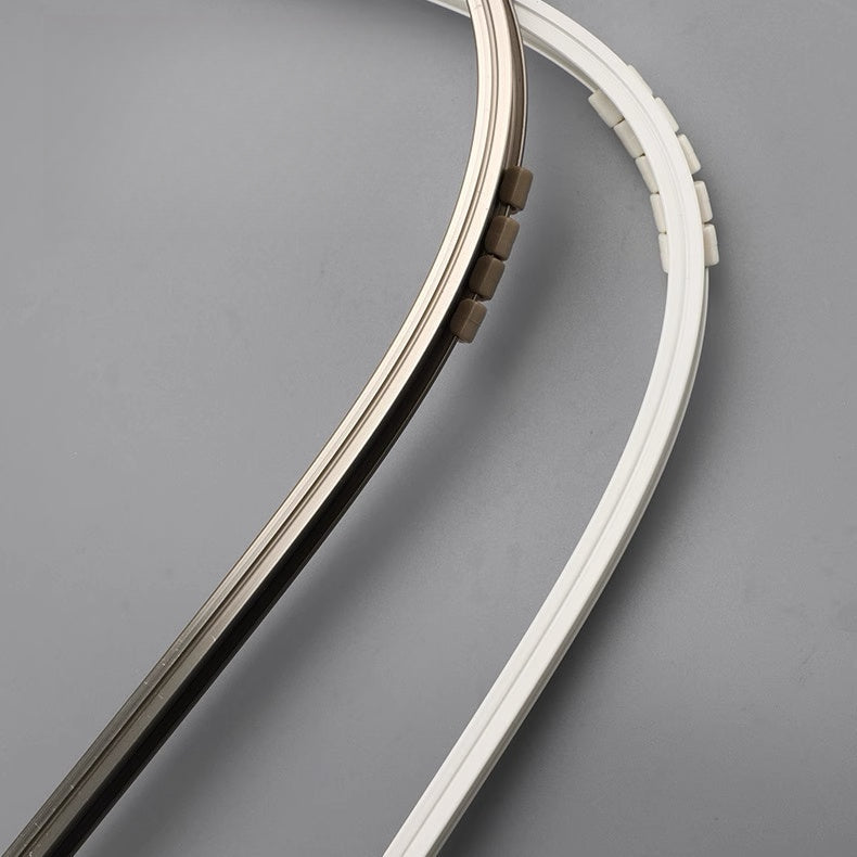 Flexible ultra-thin aluminum curtain rail for bay window bends to any angle for perfect fit