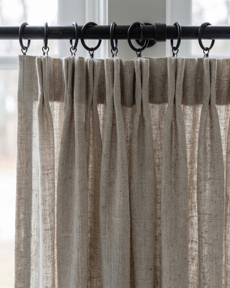 Custom cafe curtains in semi-sheer fabric fitting any size and color for elegant home décor