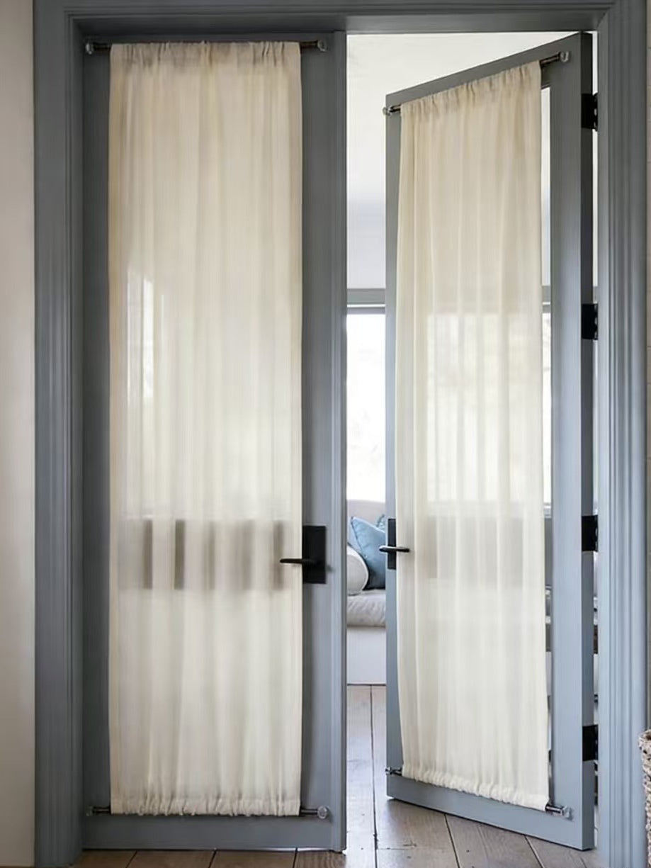 Custom rod pocket French door curtains for privacy and elegance