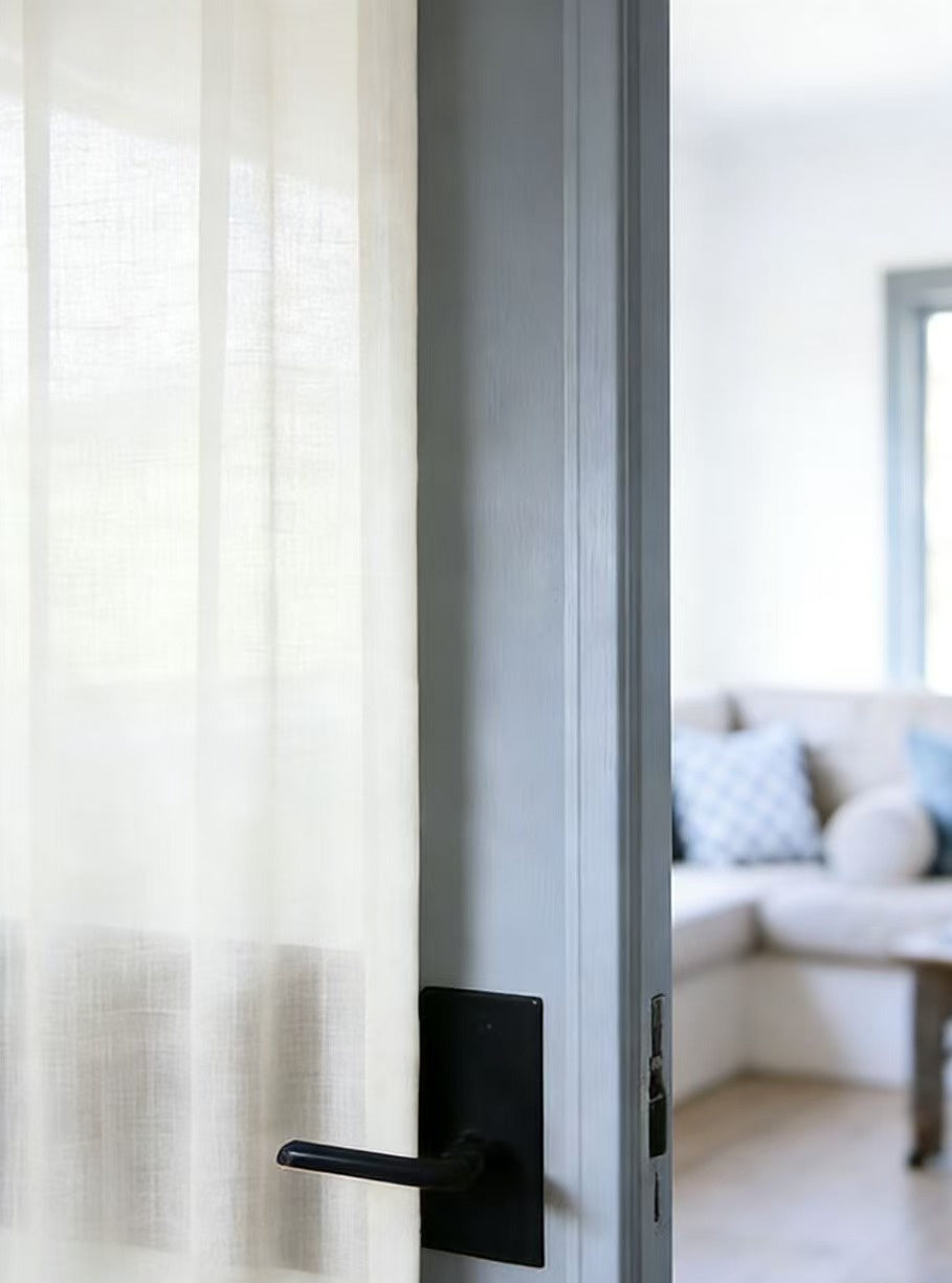 Elegant custom rod pocket french door curtains with sheer fabric for privacy and natural light