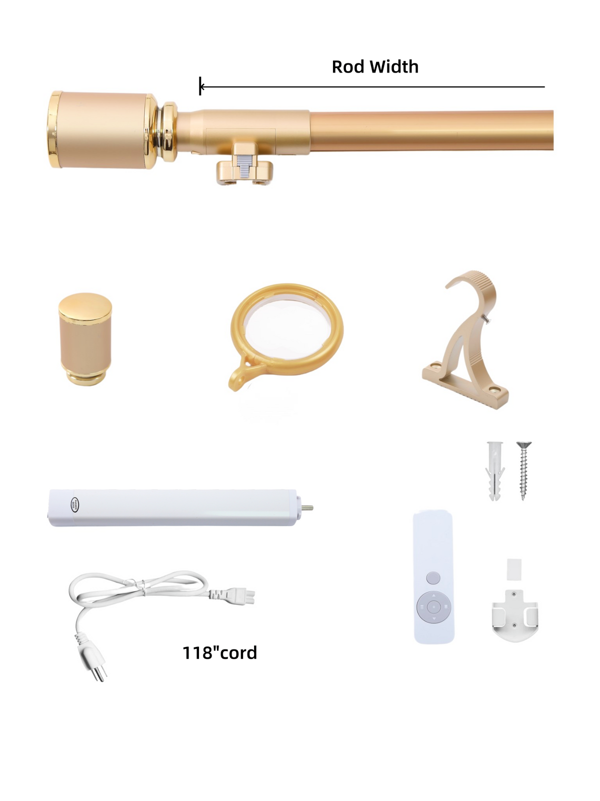 Electric curtain rod for oversized windows with silent motor, smart home Wi-Fi control, and durable thickened aluminum design