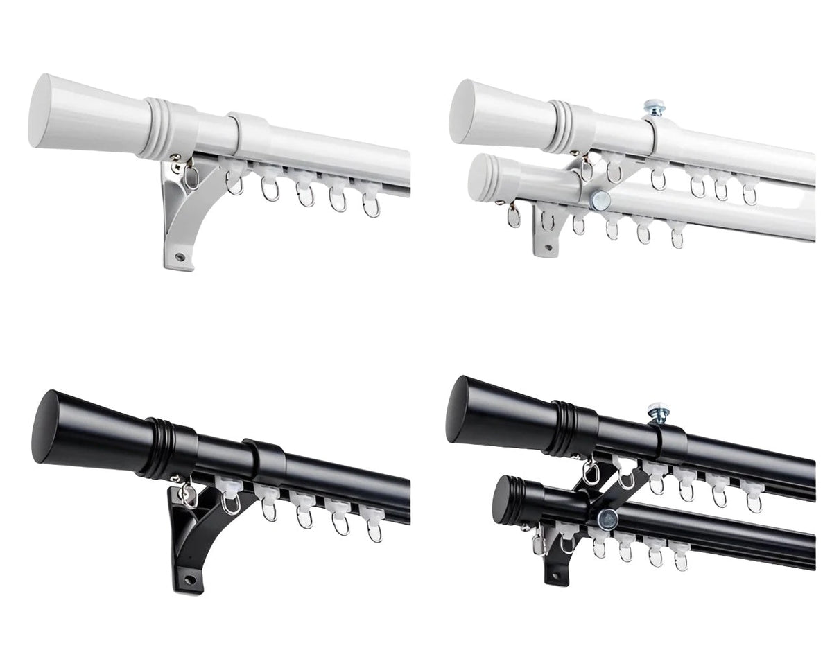 Extra-long curtain rod for large windows with heavy-duty aluminum, silent glide, and customizable length