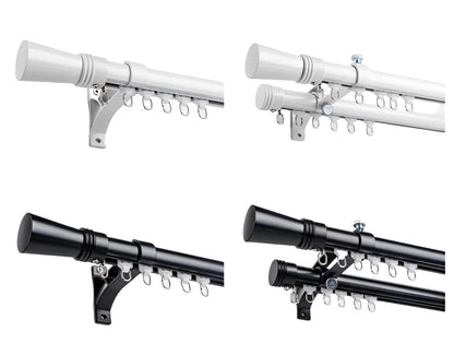 Extra-long curtain rod for large windows with heavy-duty aluminum, silent glide, and customizable length