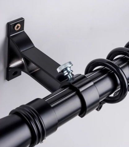 Extra-long curtain rod for large windows with custom aluminum sliding design, heavy-duty support, and whisper-quiet glide
