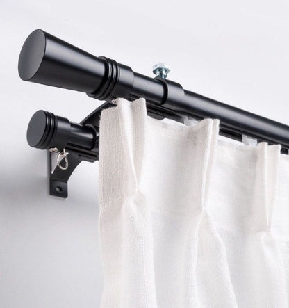 Extra-long curtain rod for large windows with customizable length, heavy-duty aluminum, silent glide, and multiple support brackets