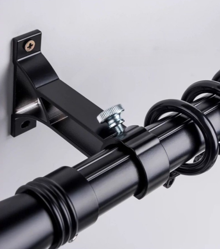 Extra-long curtain rod for large windows with custom aluminum sliding design, heavy-duty support, and whisper-quiet glide