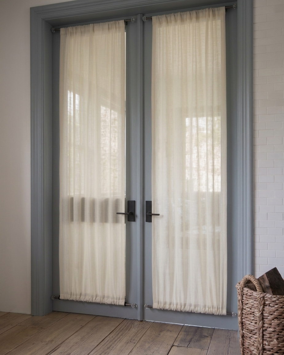 Custom rod pocket French door curtains perfectly fitted for functionality and style