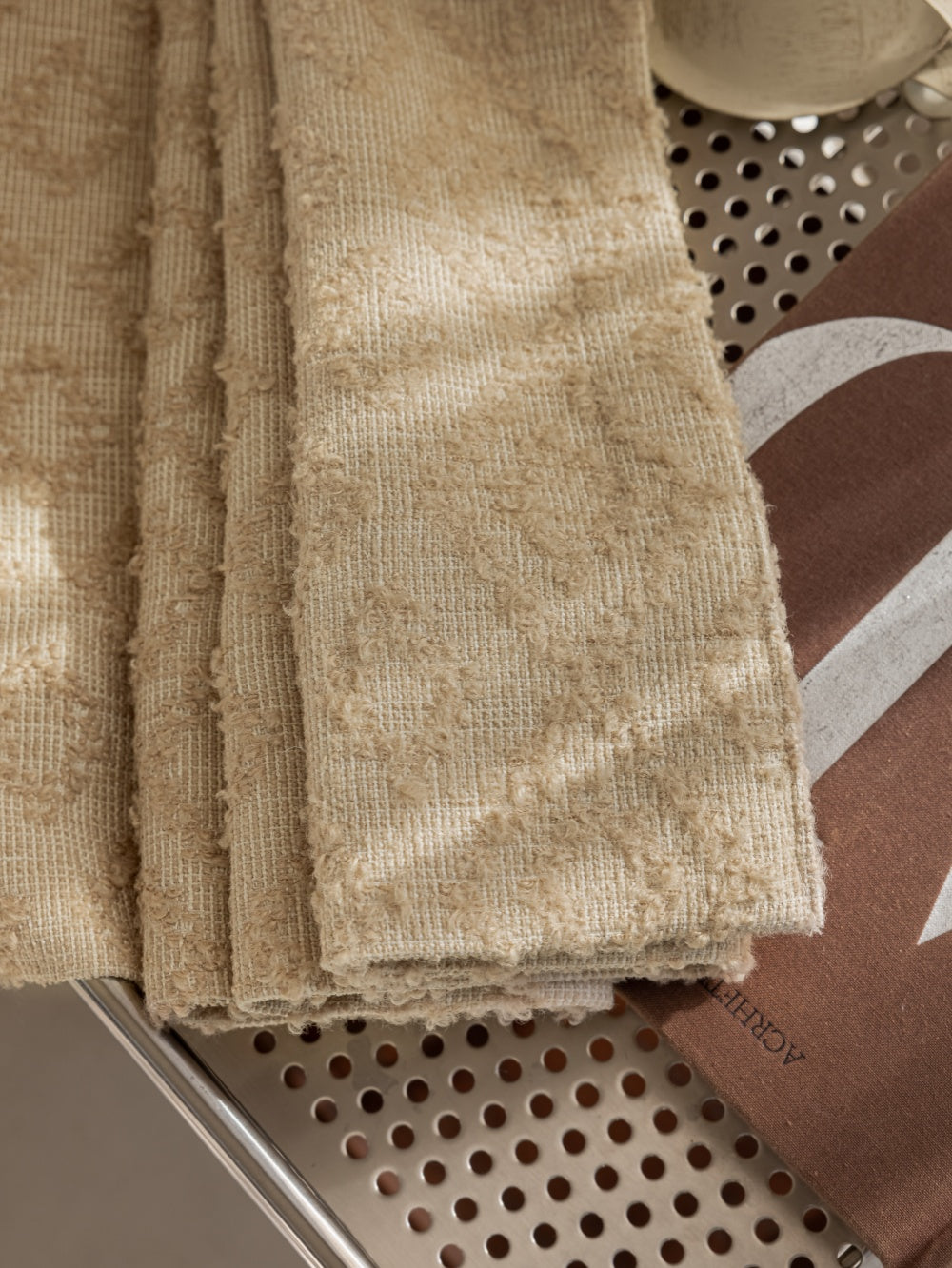 Luxurious Paul Cézanne geometric curtains with layered embroidery and textured fabric design