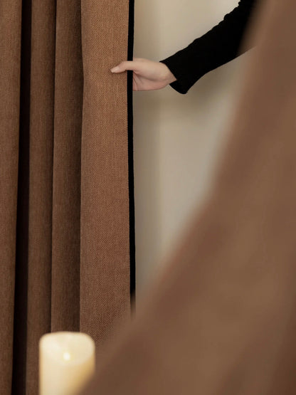 Heavyweight chenille custom blackout curtains with elegant drape for bedroom