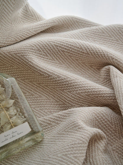 Herringbone blackout curtains for bedroom with textured linen-cotton fabric in blue shade blocking light and noise