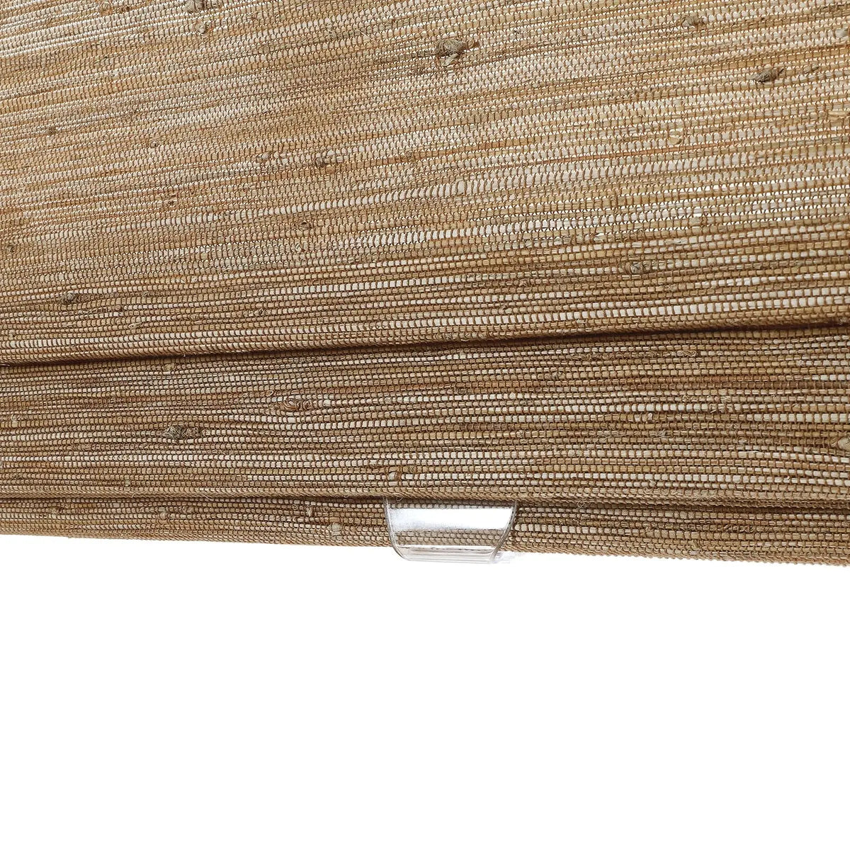 Brown beige natural jute blinds with woven texture for light filtering window treatments