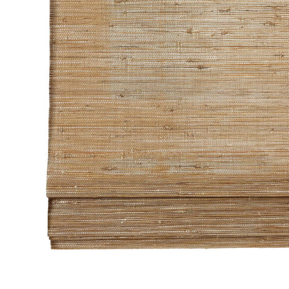 Brown beige natural woven jute blinds with textured bark pattern for light filtering window treatments