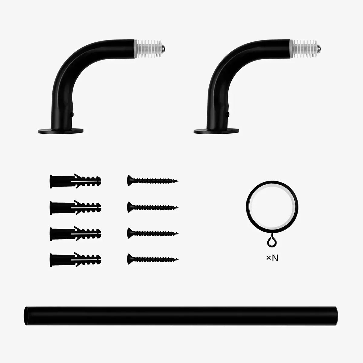 Heavy-duty custom French return curtain rod for blackout curtains with wrap-around design reducing side light gaps.
