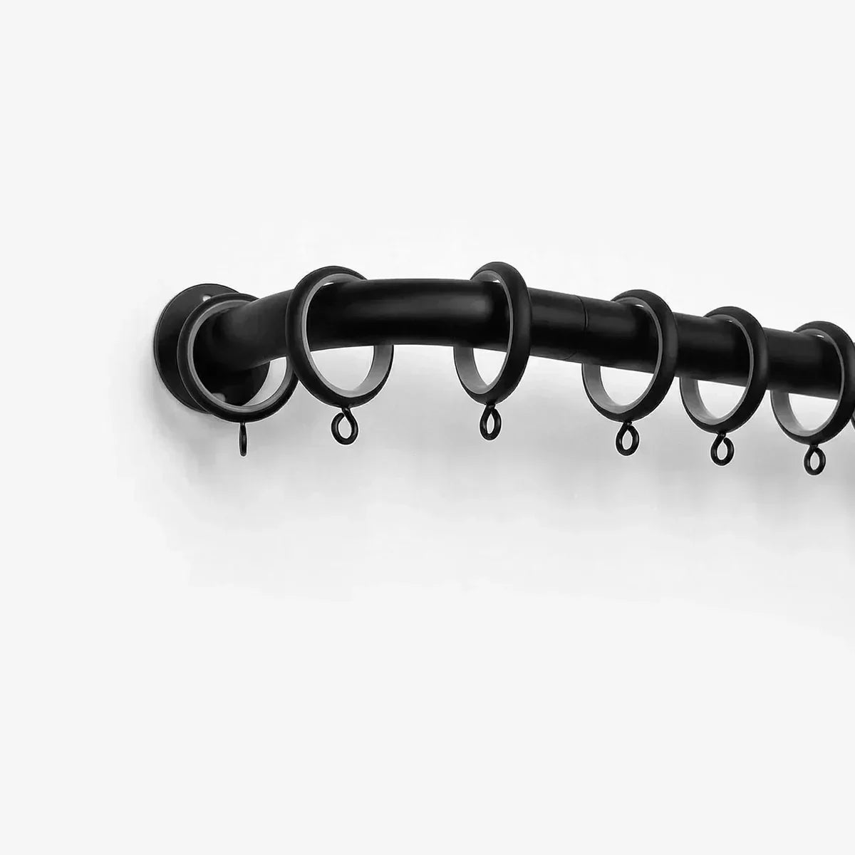 Custom French return curtain rod for blackout curtains, wrap-around design, supports extra-long curtain rods