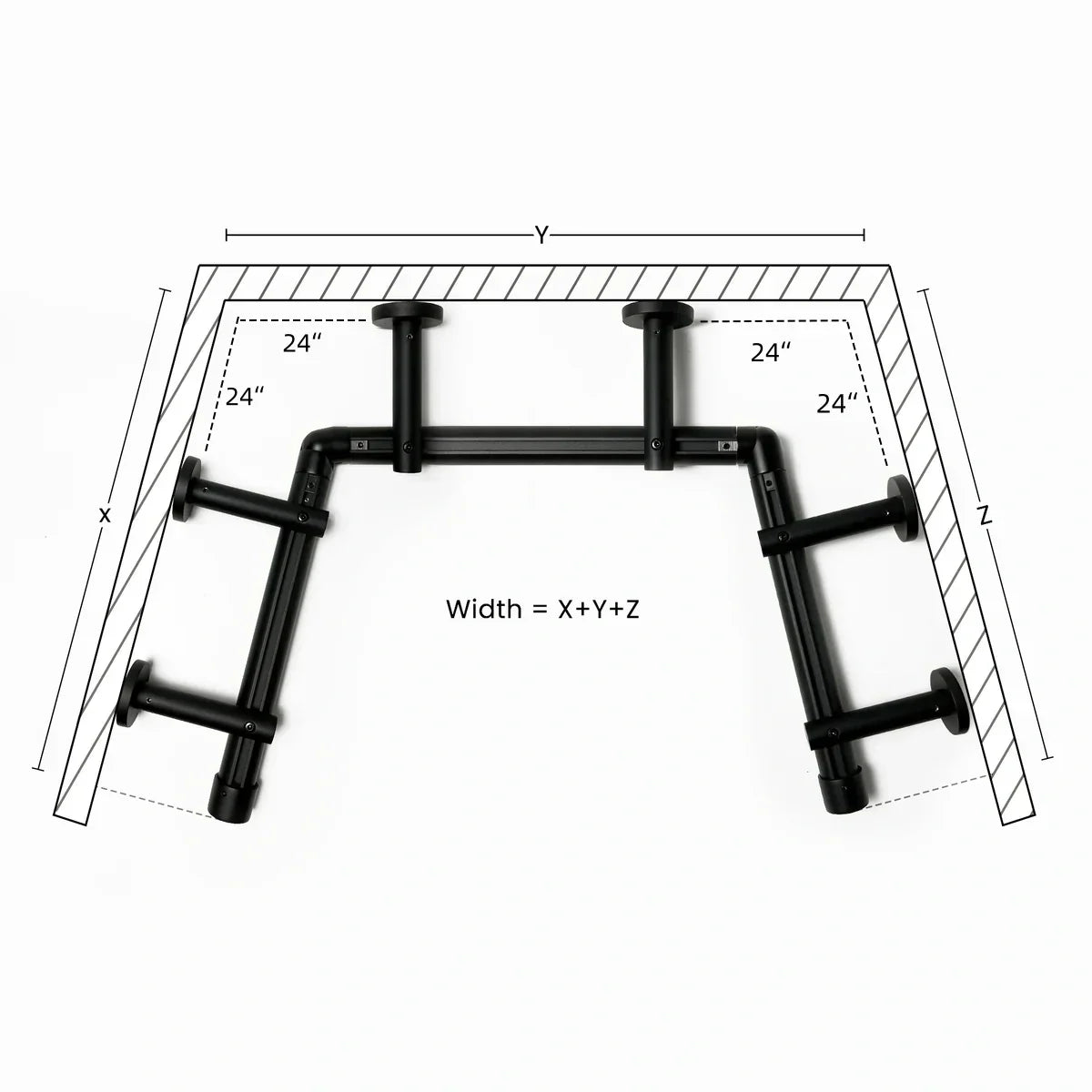 Custom bay window curtain rod with smooth gliding track for pleated and ripple fold curtains