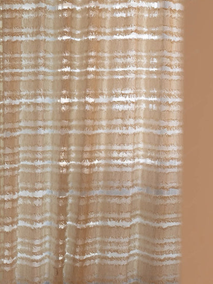 Beige mousse-inspired sheer curtains with layered fringe texture for living room décor