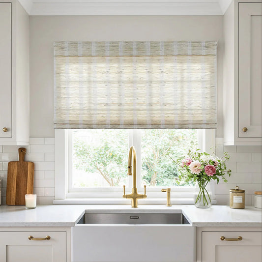 Natural woven shades made from 100% ramie fiber with breathable, mildew-resistant texture