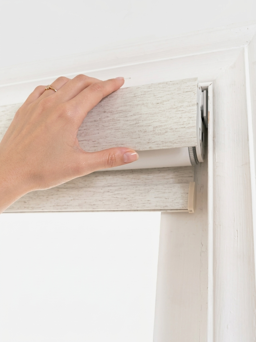 No drill roller blinds for large windows with extra-wide, cordless, secure, and linen fabric design