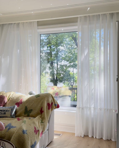 Rideaux transparents à ourlet froncé pour chambre de princesse