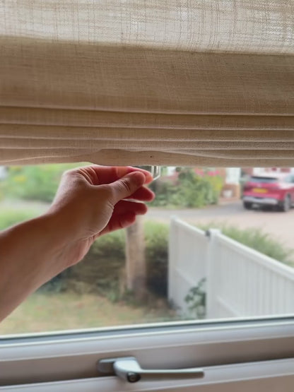 Cordless Custom Roman Shade in Natural Linen | Light-Filtering & Blackout