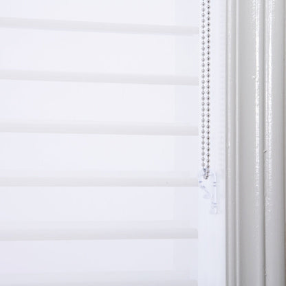 Light-filtering corded Shangri-La sheer shades with adjustable fabric blades for light control and privacy in large windows