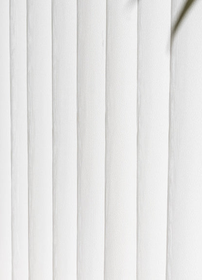 Sheer curtain panels sliding horizontally with adjustable vanes for light filtering on large windows