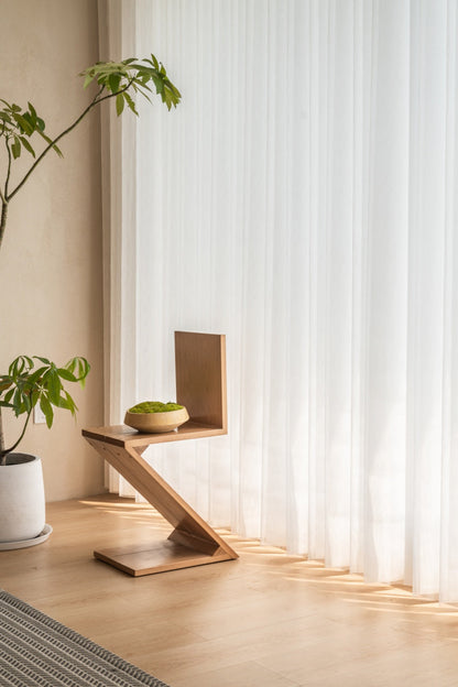 Sheer curtain panels with horizontal sliding and adjustable vanes for large sunlit windows