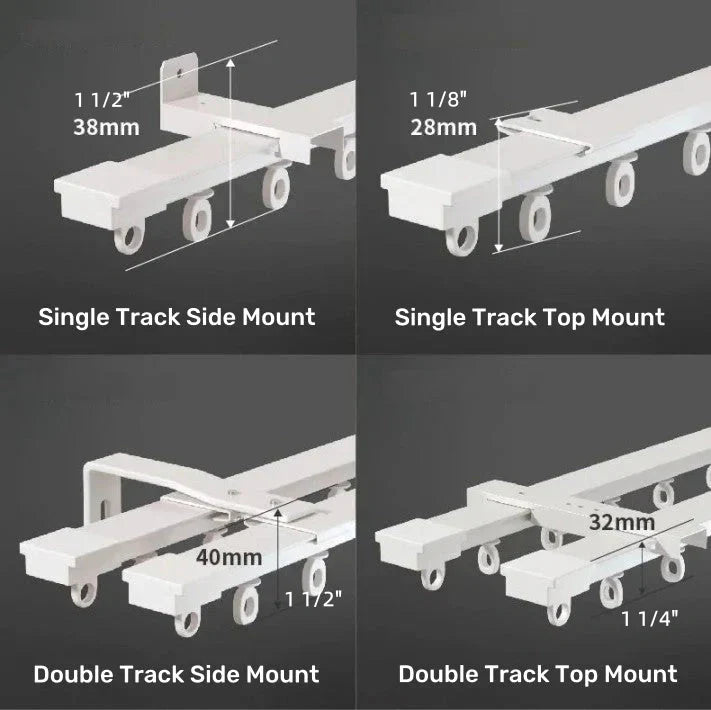 Ultra-thin, quiet aluminum ceiling curtain track installed on a wall for seamless and smooth curtain operation