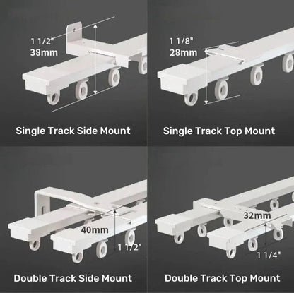 Ultra-thin, quiet aluminum ceiling curtain track installed on a wall for seamless and smooth curtain operation