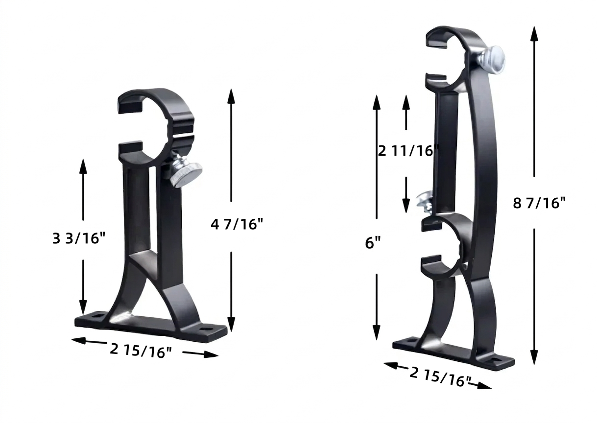 Extra-long aluminum curtain rod with multiple support brackets for large windows and heavy curtains