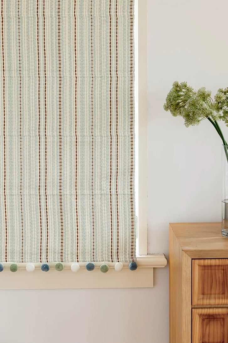 Striped Fair Isle Jacquard blackout curtains with linen texture for playroom decor