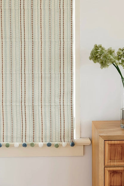 Striped Fair Isle Jacquard blackout curtains with linen texture for playroom decor