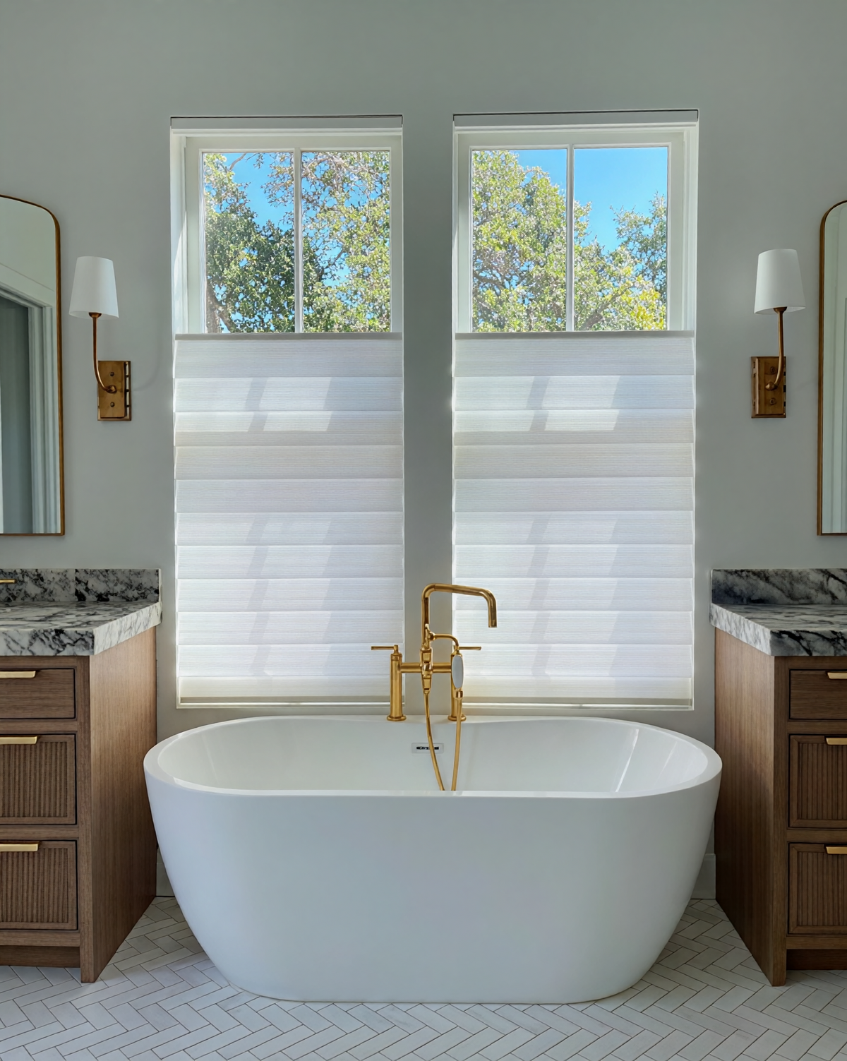 Custom hobbled Roman shade Top Down Bottom Up Roman Shades with soft fold design in premium linen for elegant window decor