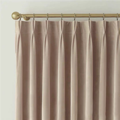 Luxurious soft sheen velvet drapes in rich colors enhancing living room and bedroom decor