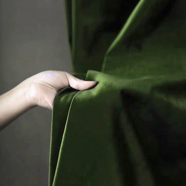 Luxurious soft sheen velvet drapes in deep, rich colors for elegant living room and bedroom décor